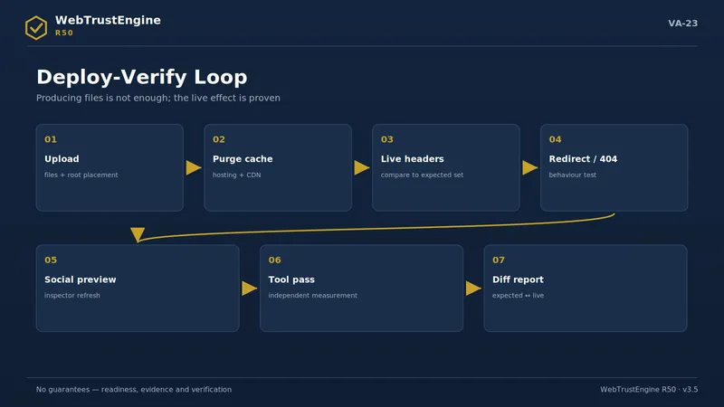 Seven-step deployment verification flow.