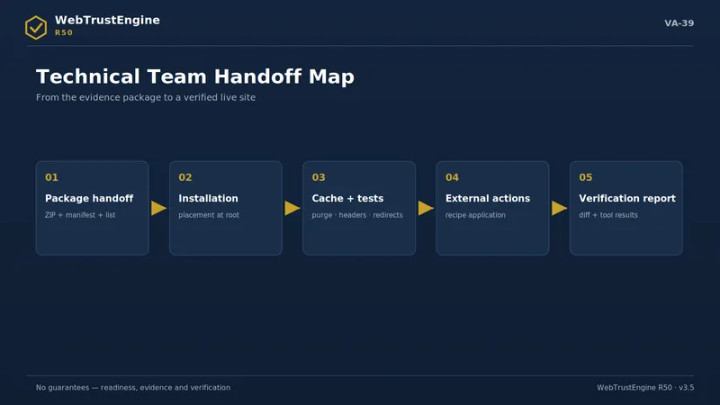 Five-step technical handoff flow.